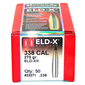 Hornady ELD-X .338 Cal 270gr Polymer Tip Boat Tail Reloading Bullets - 50/Box