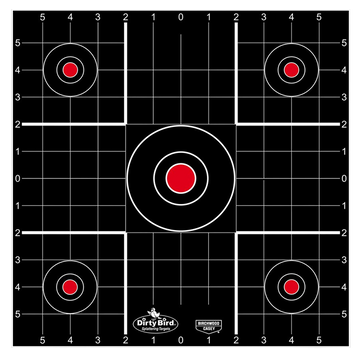 Birchwood Casey 35212 Dirty Bird Sight-In 12" Bullseye Hanging Tagboard Target - 12 Pk - Black/Red