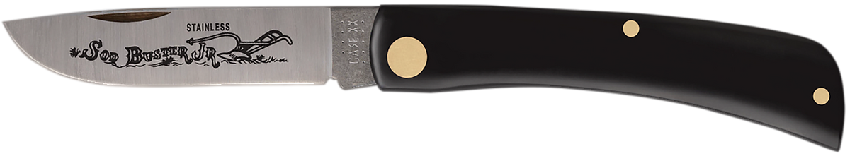 Case Sod Buster Jr 2.80" Skinner Plain Folding Knife - Black Synthetic Handle