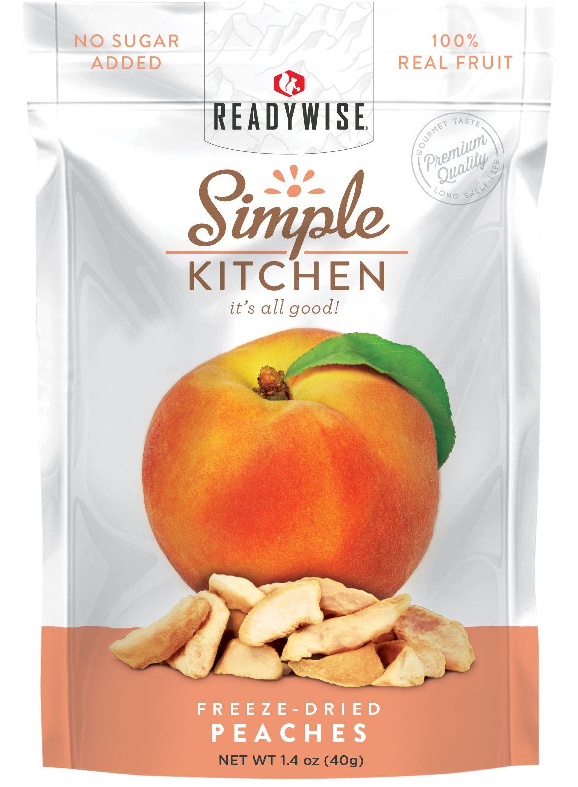 ReadyWise Simple Kitchen Freeze Dried Peaches 1 Serving Pouch - 6 Pouch Case