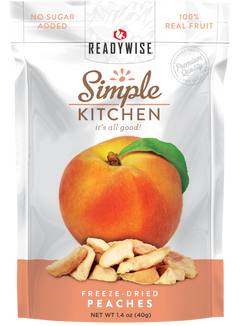 ReadyWise Simple Kitchen Freeze Dried Peaches 1 Serving Pouch - 6 Pouch Case