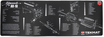 TekMat TEKR44AR10 AR-10 Cleaning Mat 15"x44" Black/White Rubber Parts Diagram