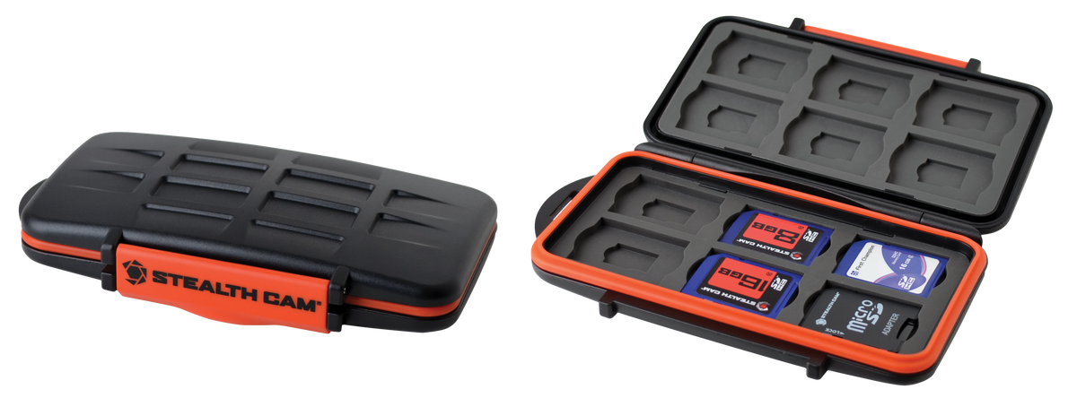 Stealth Cam STCMCSC Memory Card Storage Case - Holds 24 Cards (12 SD + 12 Micro SD) - Polycarbonate Black/Red