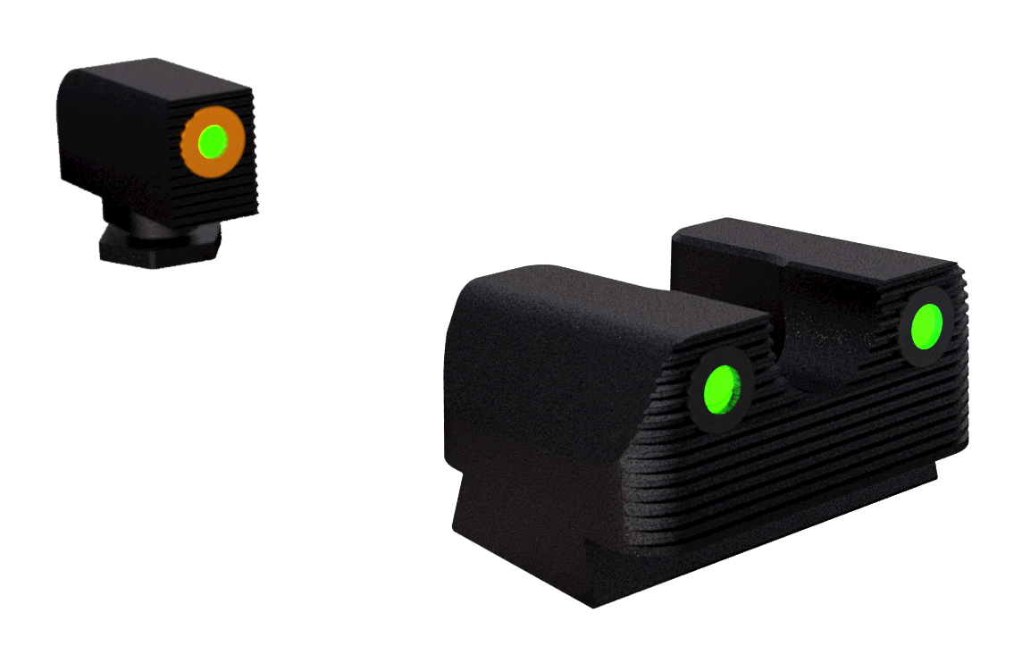 Rival Arms RA2A231G Night Sights for Glock 42/43/43X/48 Green Tritium Orange Outline Front / Black Outline Rear