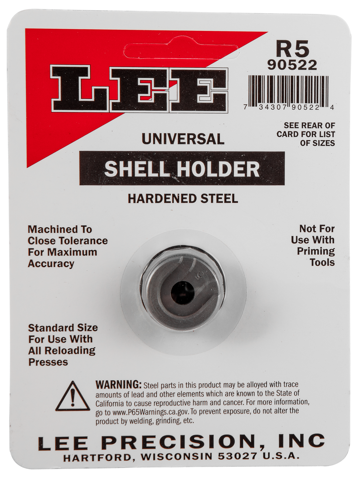 Lee Precision 90522 Universal Shell Holder #5R - 7mm Rem Mag / 270 WSM / 303 British / 480 Ruger