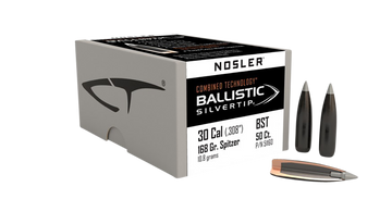 Nosler Ballistic Silvertip 30 Cal .308 168gr Spitzer Point Reloading Bullets - 50/Box