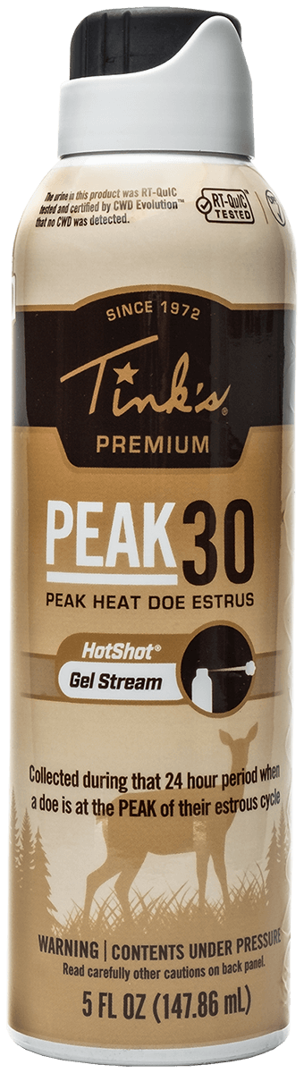 Tinks Hot Shot Peak30 Doe In Estrus Deer Scent 5 oz Gel Stream