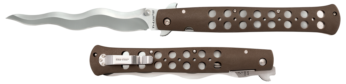Cold Steel 26SXK6 Ti-Lite 6" Folding Plain Kris AUS-10A SS Black Griv-Ex Handle