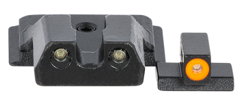 Meprolight Hyper-Bright Tritium Night Sight Set - Green Tritium/Orange Outline Front, Green Tritium/Black Outline Rear - S&W M&P Shield