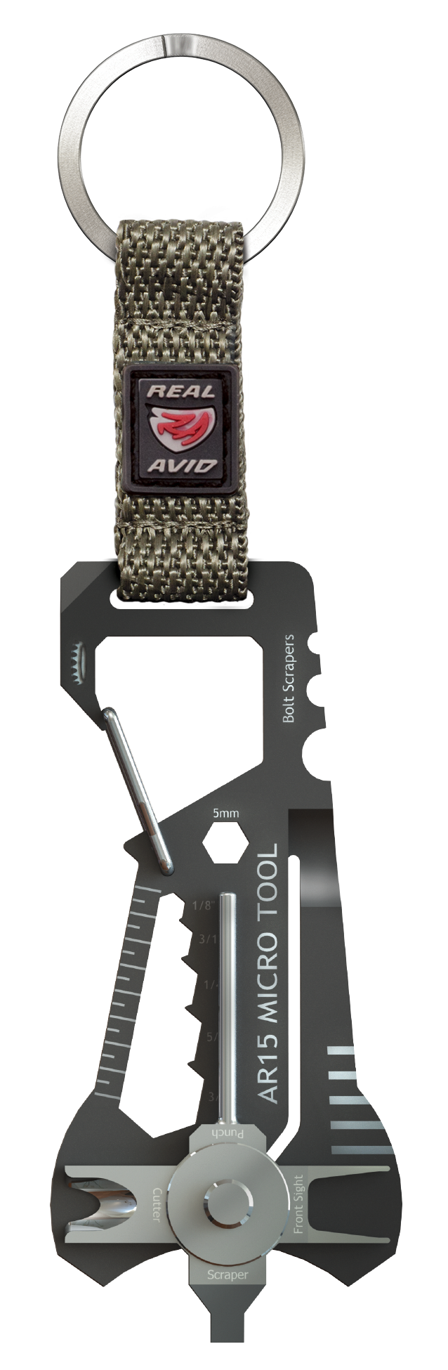 Real Avid AR15 Micro Tool Stainless Steel 18-in-1 Gun Tool - Black / Gray