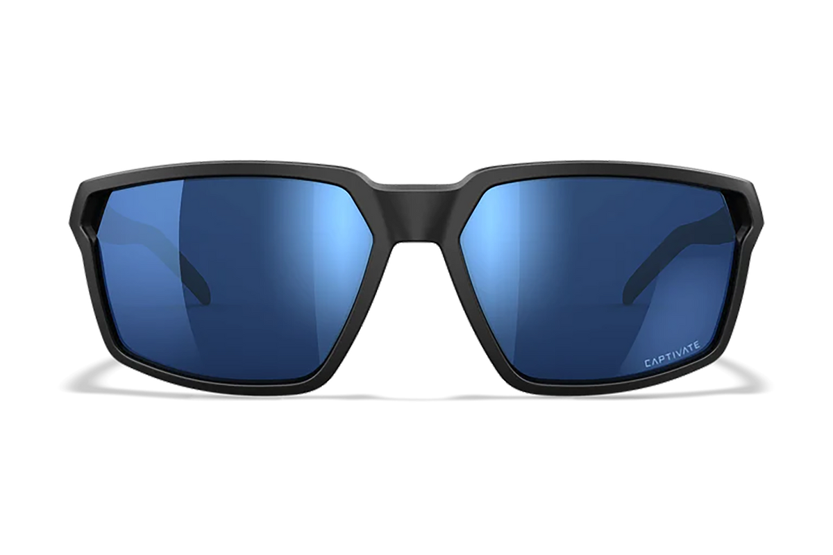 Wiley X Sierra M/L Blue Mirror CAPTIVATE Polarized Lens Matte Black Frame