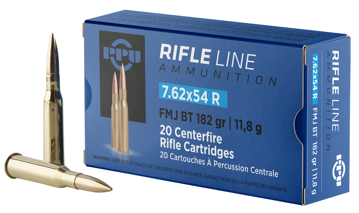 PPU PP76254F Metric Rifle 7.62x54mmR 182gr Full Metal Jacket Boat Tail 20rds - Box or Case