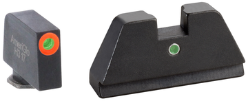 AmeriGlo GL291 Optic Compatible i-Dot Sight Set for Glock XL Tall - Green Tritium Orange Outline Front / Green Tritium Rear