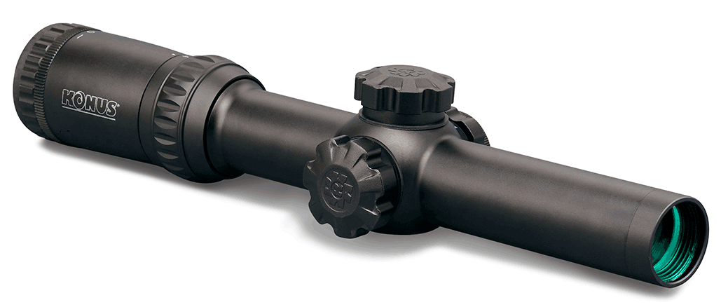 Konus KonusPro M-30 1-4x24mm 30mm Tube Illuminated Red/Blue Circle Dot Riflescope - Matte Black