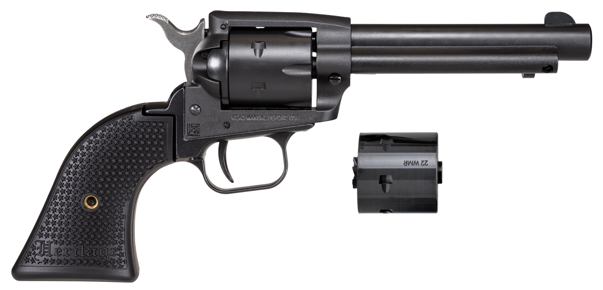 Heritage Mfg Rough Rider 22 LR/22 WMR 4.75" 6-Shot SAO Revolver - Black Polymer Grip - Black Satin