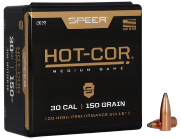 Speer Ammo 2023 Hot-Cor 30 Cal .308 150gr Spitzer Soft Point Reloading Bullets - 100/Box
