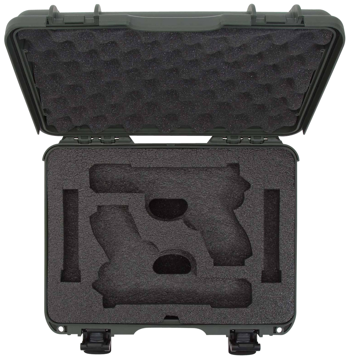 Nanuk 910 Glock Compatible 2 Up Pistol Case Olive Polymer w/ Latches & Closed-Cell Foam - Airline Approved