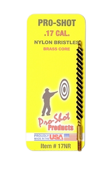 Pro-Shot 17NR Bore Brush .17/.177 Cal Rifle #5-40 Thread Nylon Bristles Brass Core