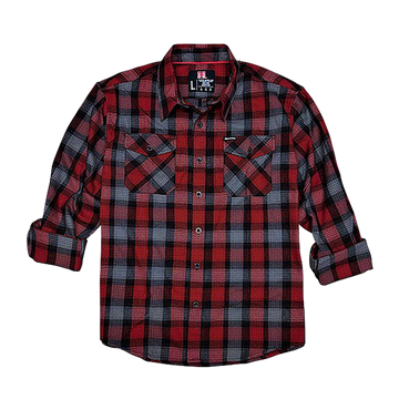 Horizon Design Hornady Gear Flannel Shirt Large Red/Black/Gray Cotton/Polyester Relaxed Fit Button Up