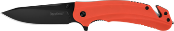 Kershaw 8650 Barricade 3.5" Folding Drop Point Plain Black Oxide Orange GFN