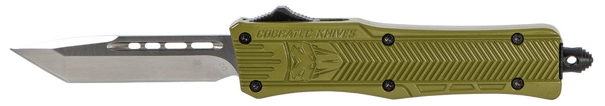 CobraTec Knives CTK-1 Small 2.75" OTF Tanto Plain D2 Steel OD Green Aluminum Handle