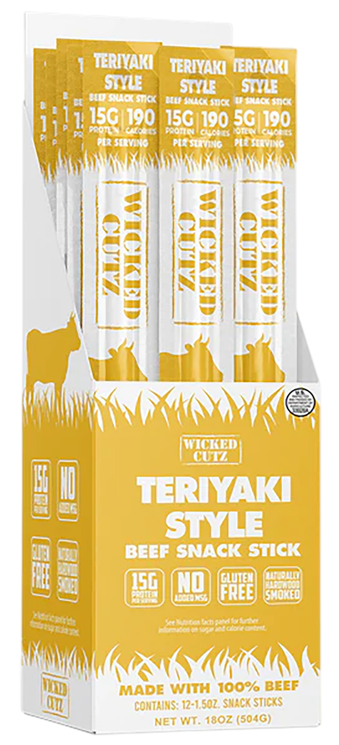 Wicked Cutz Teriyaki Beef Sticks 1.5 oz 12 Pack