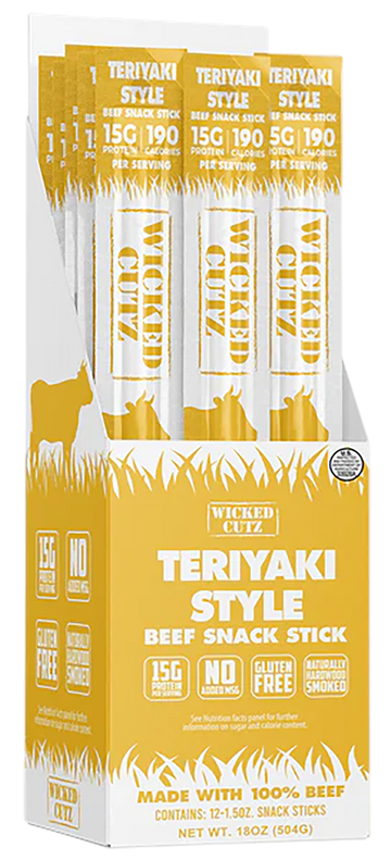 Wicked Cutz Teriyaki Beef Sticks 1.5 oz 12 Pack