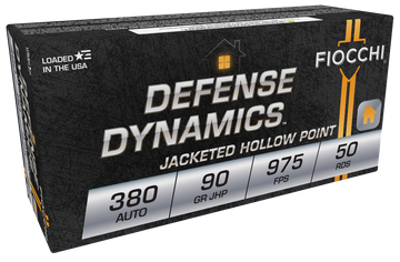 Fiocchi Defense Dynamics .380 ACP 90gr JHP 50 Rounds - Box or Case