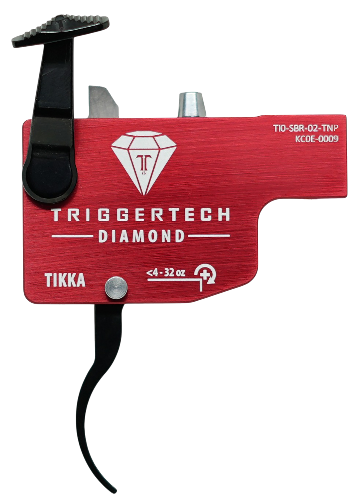 TriggerTech Diamond Tikka T3/T3x/T1x 4oz-32oz Single-Stage Curved Trigger - Left Hand - Black/Red
