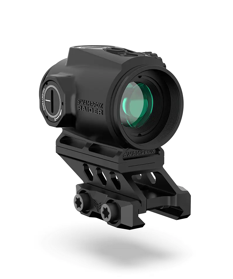 Swampfox Optics Raider Micro Prism 1x 20mm Tube 6 MOA Green Dot Reticle - Green Laser
