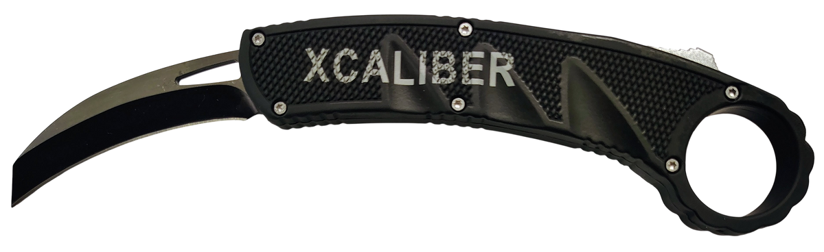Xcaliber Knife Company Karambit 3" OTF Reverse Tanto Plain Black 440C SS Blade - 5.75" Aluminum Handle