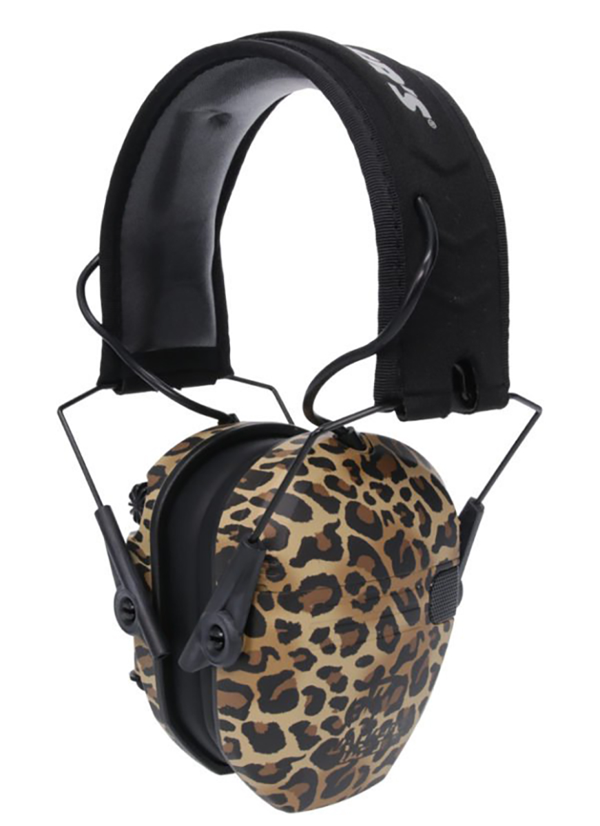 Walkers Game Ear Razor Slim Electronic Muff 23 dB Over the Head - Leopard Print/Black Polymer