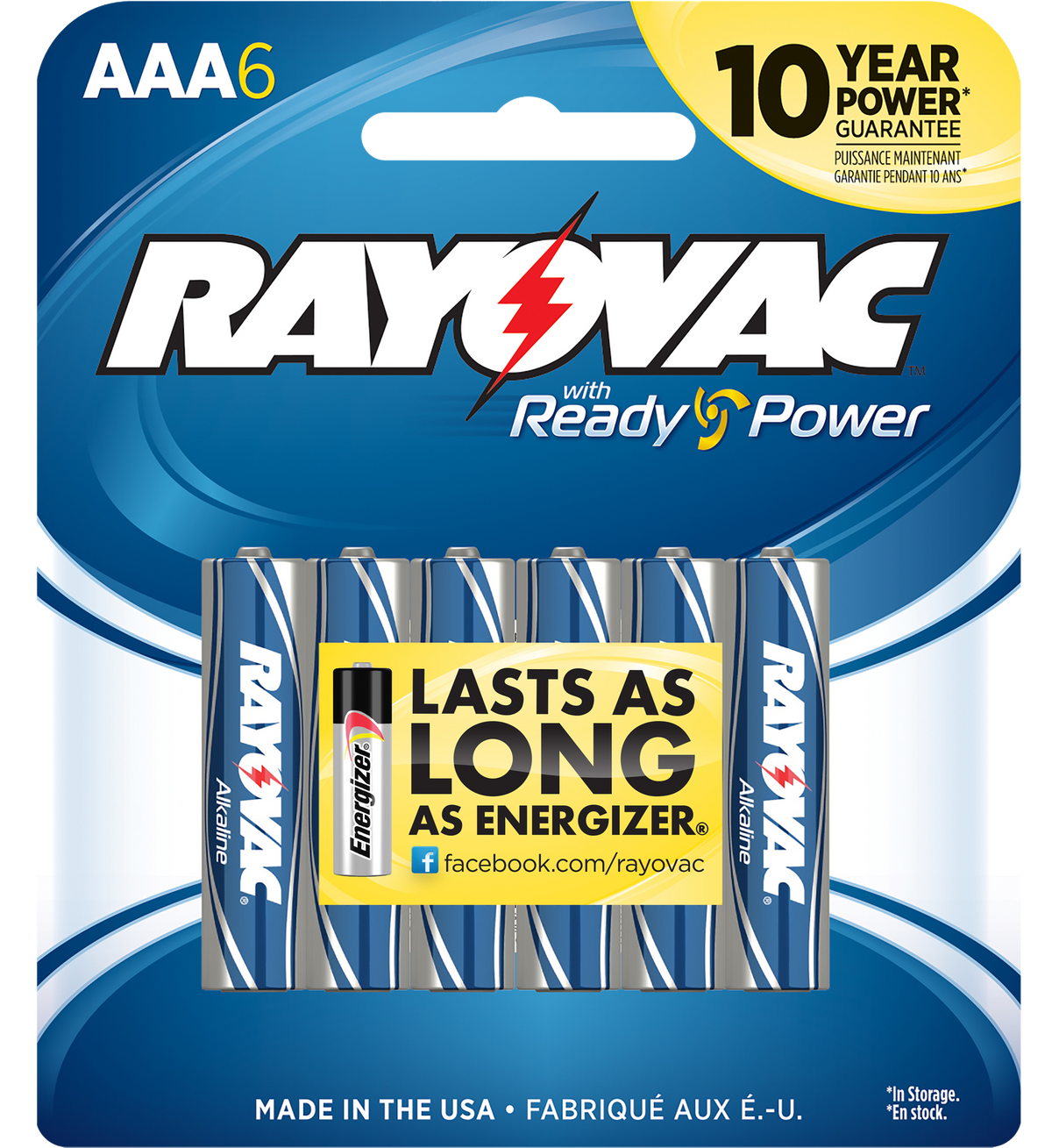 Rayovac High Energy AAA Alkaline Batteries 1.5V 1,123 mAh (6-Pack) - Silver / Blue