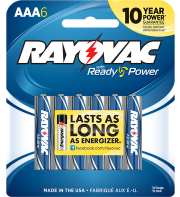 Rayovac High Energy AAA Alkaline Batteries 1.5V 1,123 mAh (6-Pack) - Silver / Blue