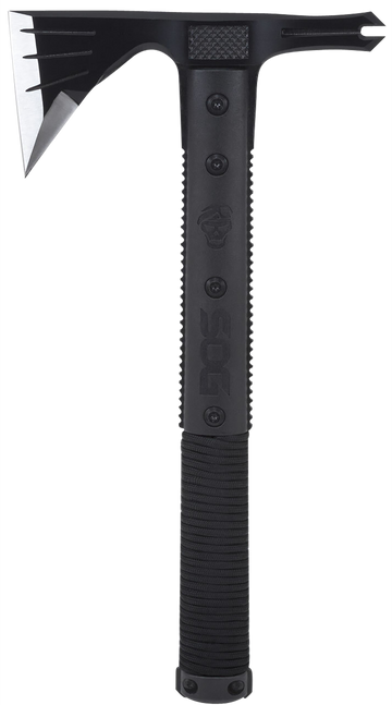 S.O.G Survival Hawk 3" 2Cr13MoV SS Tomahawk 12.10" OAL - Black Oxide w/Reflective Paracord GRN Handle