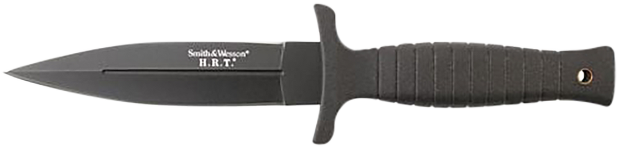 Smith & Wesson Knives H.R.T. 4.75" Fixed Spear Point Plain 7Cr17MoV SS Black TPR Handle
