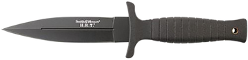 Smith & Wesson Knives H.R.T. 4.75" Fixed Spear Point Plain 7Cr17MoV SS Black TPR Handle