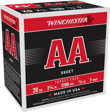 Winchester Ammo AA Target 20 Gauge 2.75" 7/8 oz #9 Shot 25 Rd - Box or Case