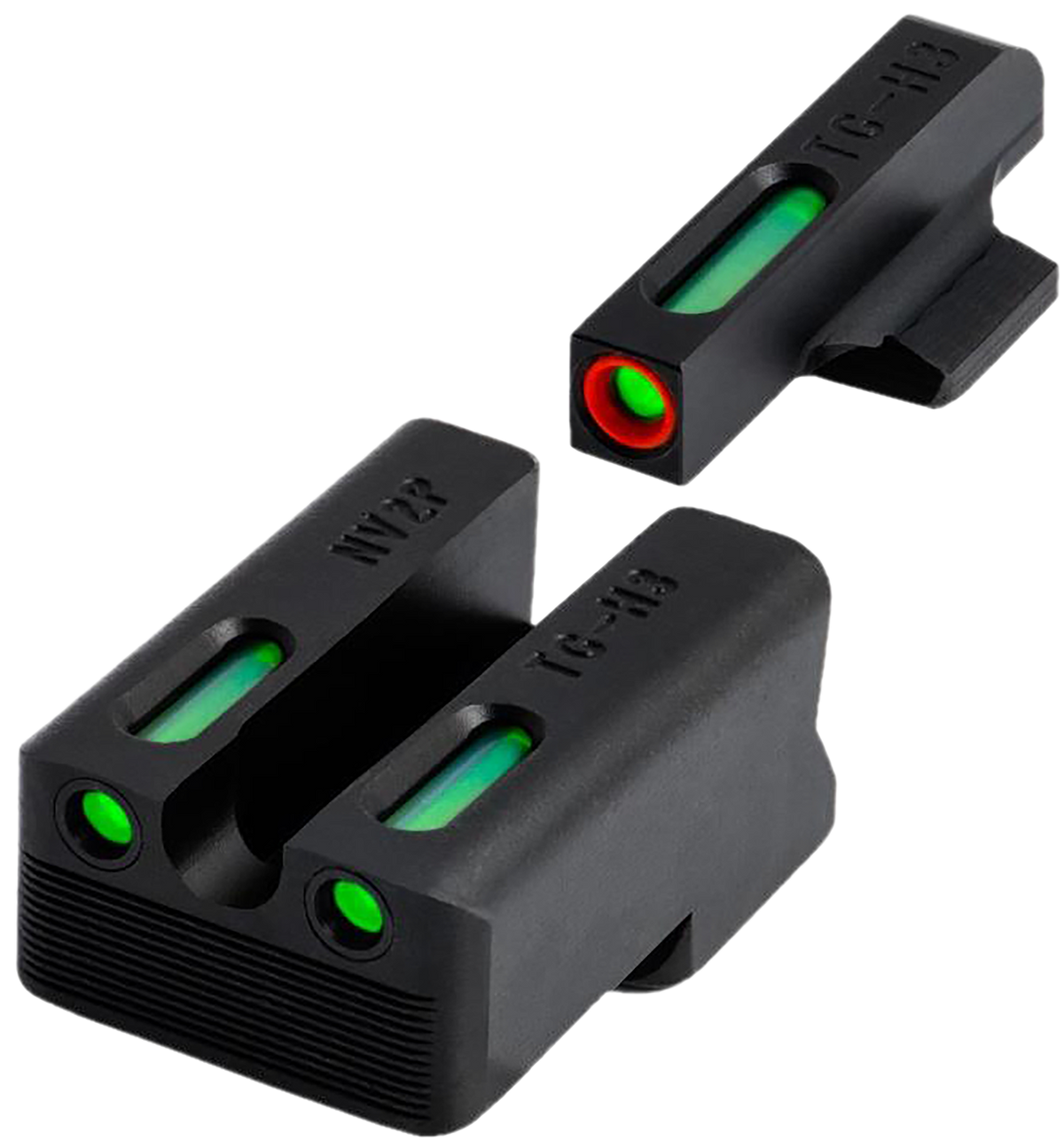 TruGlo TFX Pro Ruger American Handgun Sight Set - Green Tritium/Fiber-Optic Orange Outline Front - Black Nitride