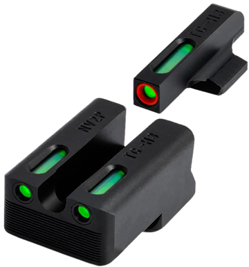 TruGlo TFX Pro Ruger American Handgun Sight Set - Green Tritium/Fiber-Optic Orange Outline Front - Black Nitride