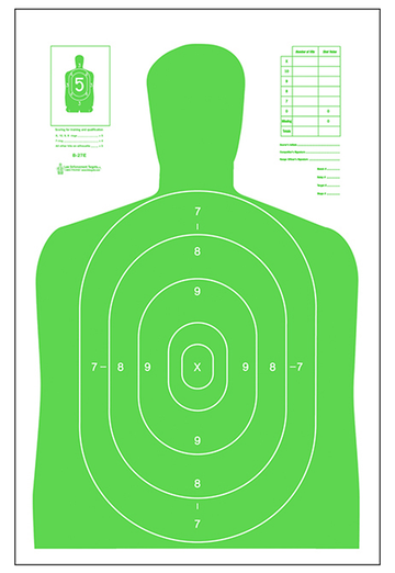 Action Target B27ELGR100 Qualification High Visibility Silhouette Paper Target 23" x 35" Fluorescent Green/White 100/Box