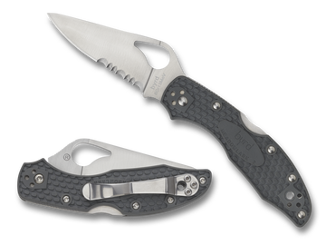 Spyderco Byrd Meadowlark 2 Lightweight 2.87" 8Cr13MoV Drop Point Part Serrated Black FRN Folding Knife