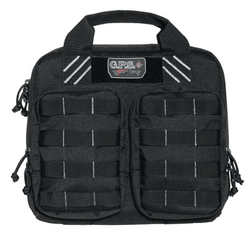 G*Outdoors T1412PCB Tactical Double +2 Pistol Case Black 1000D Nylon Teflon - 4 Handguns