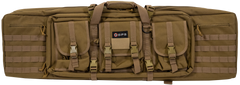 G*Outdoors Double Rifle Case 42" 600D Polyester FDE - 2 Pistol Sleeves, MOLLE & Lockable Zippers