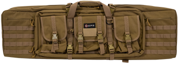 G*Outdoors Double Rifle Case 42" 600D Polyester FDE - 2 Pistol Sleeves, MOLLE & Lockable Zippers