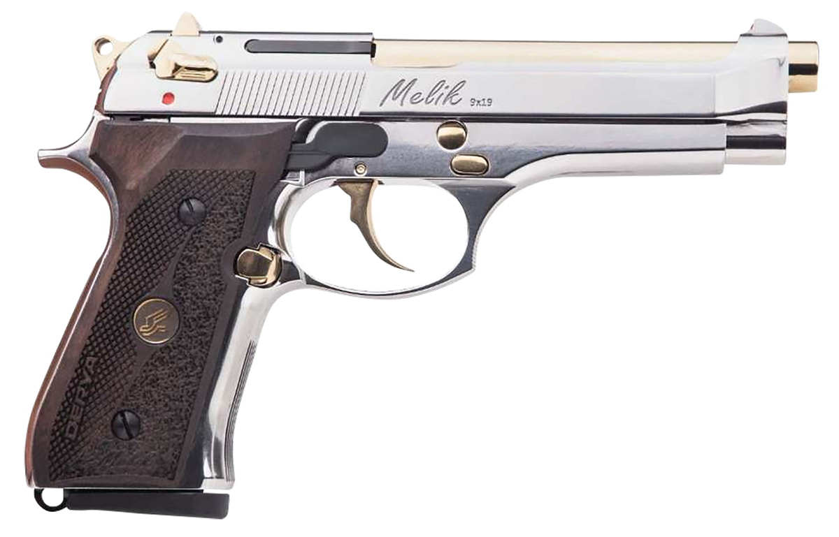 Derya Firearms Melik 9mm Luger 4.90" 15+1 DA/SA Semi-Auto Pistol - Gold TiN Barrel