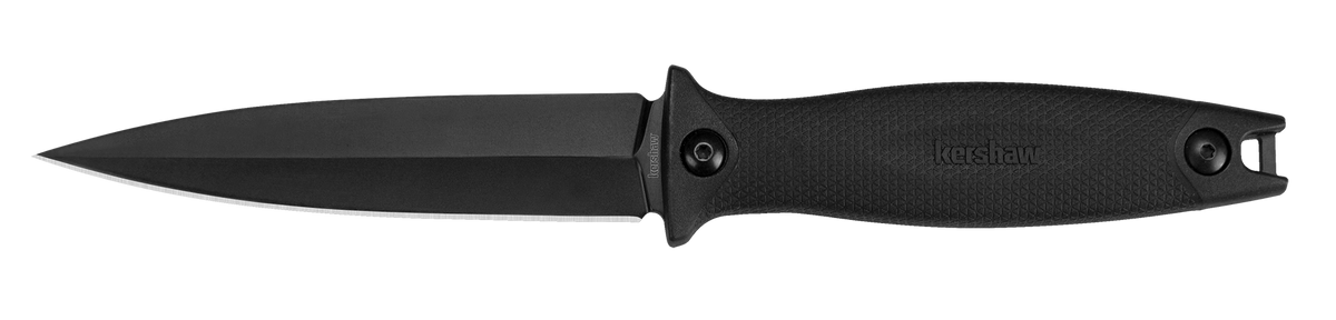 Kershaw Secret Agent 4007 4.4" Fixed Spear Point Plain 8Cr13MoV Black Oxide - Black GFN