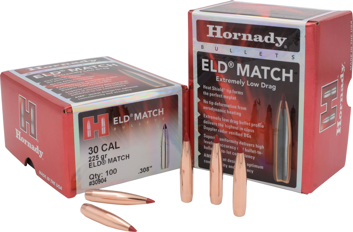 Hornady ELD Match 30 Cal .308 225 gr Reloading Bullets - 100/Box