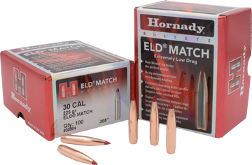 Hornady ELD Match 30 Cal .308 225 gr Reloading Bullets - 100/Box