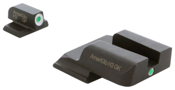 AmeriGlo SW141 i-Dot Night Sight Set for Smith & Wesson M&P Shield - Green Tritium White Outline Front / Green Tritium Rear